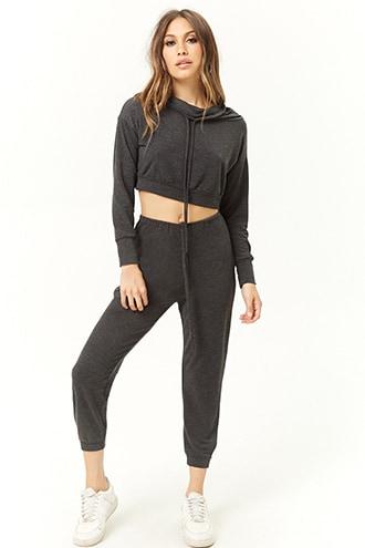 Forever21 Cropped Hoodie & Joggers Set