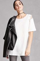 Forever21 Slub Knit Lace-up Tee