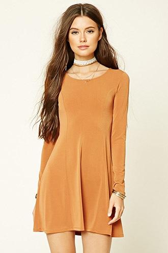 Forever21 Women's  Rust Lace-up Back Dress