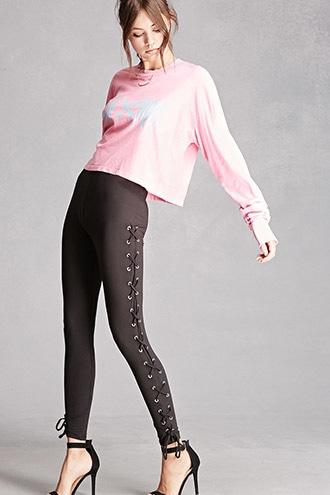 Forever21 Lace-up Grommet Leggings