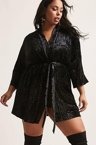 Forever21 Plus Size Crushed Velvet Belted Cardigan