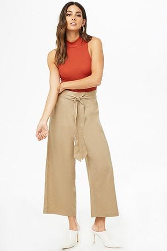 Forever21 Linen-blend Belted Culottes