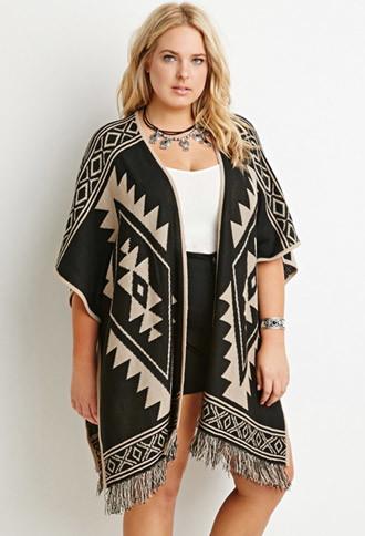 Forever21 Plus Southwestern-patterned Dolman Cardigan