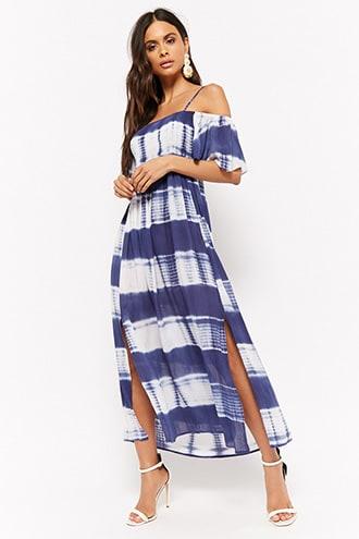 Forever21 Tie-dye Open-shoulder Maxi Dress