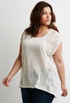 Forever21 Plus Size Embroidered-mesh Slub Knit Top