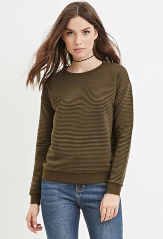 Forever21 Women's  Quilted Ribbed Sweatshirt