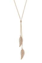 Forever21 Gold & Clear Rhinestone Leaf Necklace