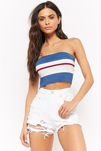 Forever21 Ribbed Colorblock Tube Top