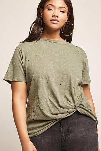 Forever21 Plus Size Tattered Slub Knit Tee