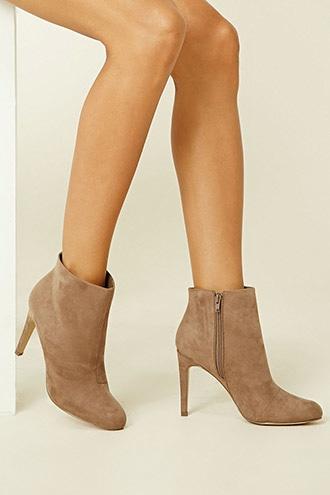 Forever21 Women's  Grey Faux Suede Ankle Booties