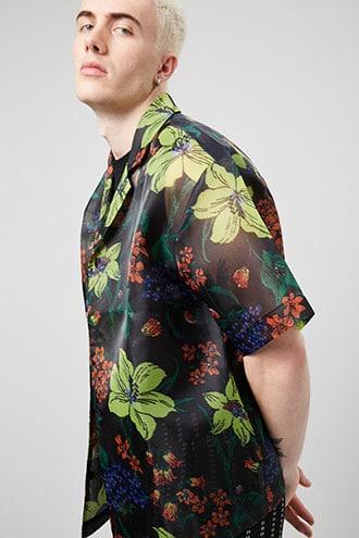 Forever21 Floral Print Organza Shirt