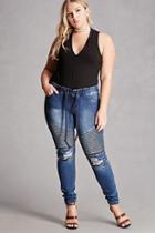 Forever21 Plus Size Distressed Moto Jeans