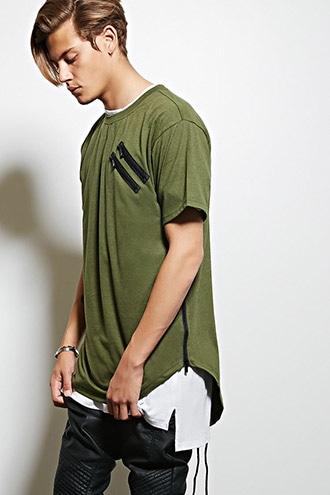 21 Men Men's  Olive Victorious Zippered Tee