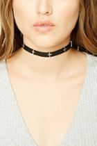 Forever21 Faux Leather Cross Choker