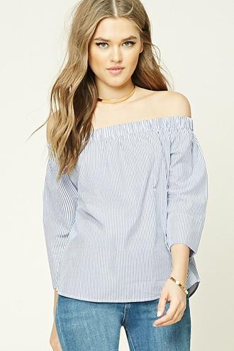 Forever21 Pinstripe Off-the-shoulder Top