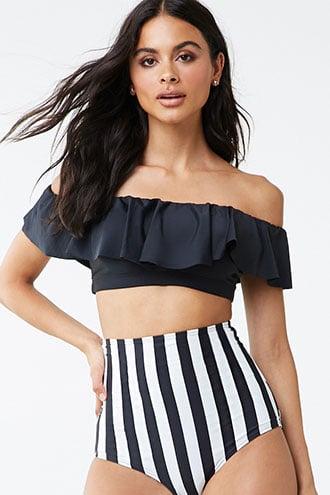 Forever21 Unique Vintage Striped High-waist Bikini Bottom