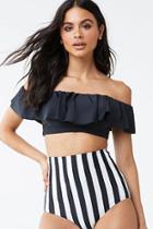 Forever21 Unique Vintage Striped High-waist Bikini Bottom