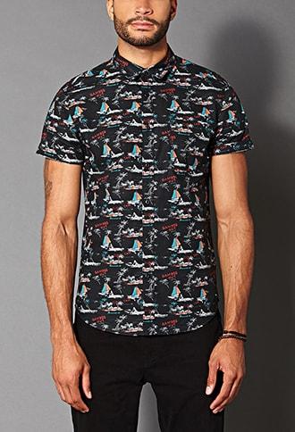 Forever21 Aloha Cafe Pocket Shirt