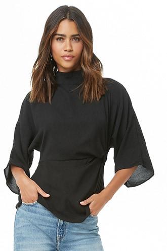 Forever21 Gathered High Neck Top