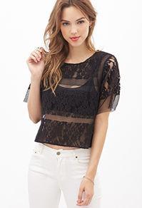 Forever21 Mesh & Lace Top