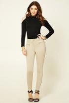 Forever21 Women's  Taupe Zippered Skinny Pants