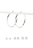 Forever21 Hoop And Stud Earring Set (silver/clear)