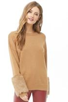 Forever21 Faux Fur-cuff Knit Sweater