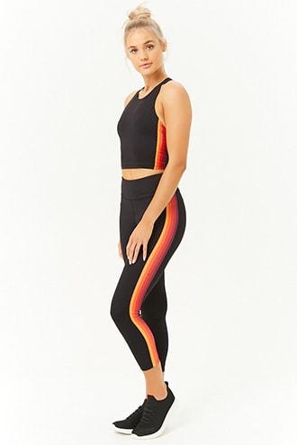 Forever21 Active Multi-striped Capri Leggings