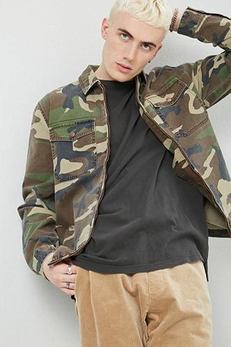Forever21 Camo Zip-front Shirt