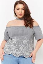 Forever21 Plus Size Embroidered Gingham Choker Top
