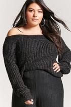 Forever21 Plus Size Multicolor Marled Off-the-shoulder Sweater