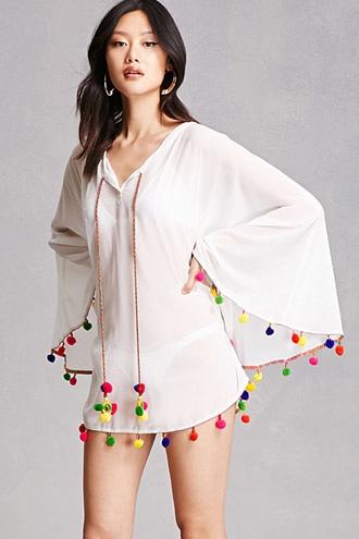 Forever21 America & Beyond Pom Pom Blouse