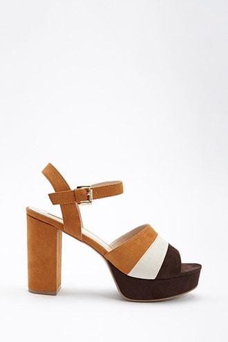 Forever21 Striped Faux Suede Heels