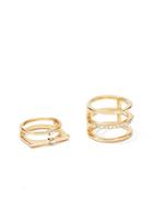 Forever21 Rhinestone Caged Ring Set (gold/clear)