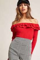Forever21 Off-the-shoulder Flounce Sweater