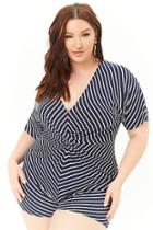 Forever21 Plus Size Striped Twist-front Romper