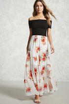 Forever21 Floral Tiered Seam Maxi Skirt