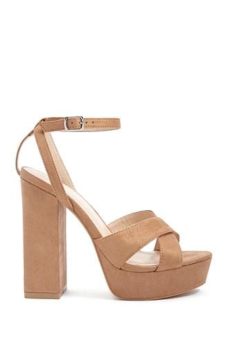 Forever21 Faux Suede Crisscross Block Heels