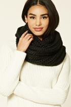Forever21 Black Ribbed Knit Infinity Scarf