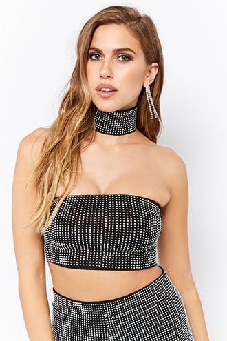 Forever21 Kikiriki Studded Crop Top & Skirt Set
