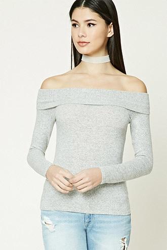 Forever21 Marled Off-the-shoulder Top