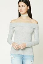 Forever21 Marled Off-the-shoulder Top
