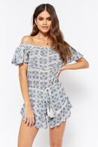 Forever21 Boho Me Medallion Off-the-shoulder Romper