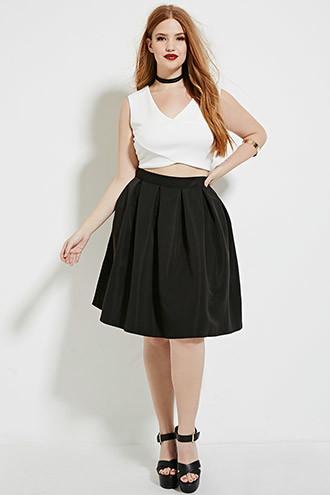 Forever21 Plus Women's  Black Plus Size Pleated Skirt