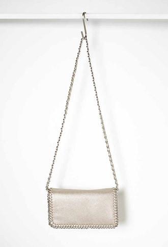 Forever21 Chained Faux Leather Crossbody (pewter)