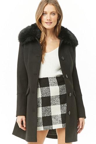 Forever21 Coalition Apparel Faux Fur-trim Peacoat