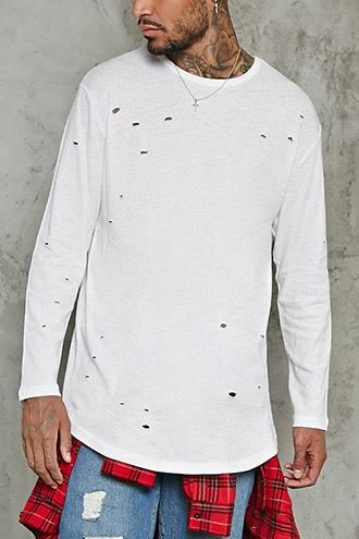 Forever21 Distressed Longline Tee