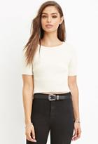 Forever21 Women's  Ivory Ribbed Knit Cropped Sweater