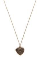Forever21 Antique Gold Etched Heart Locket Necklace