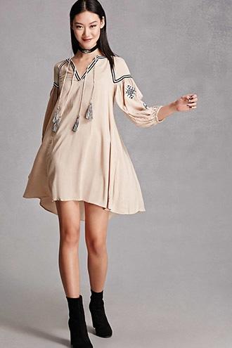Forever21 Embroidered Peasant Swing Dress